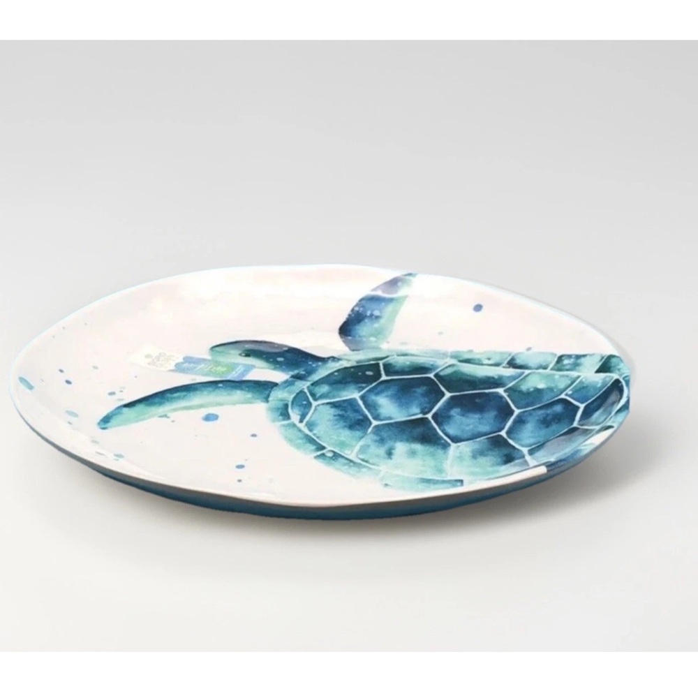 Sigrid  Olsen Sea Turtle Melamine Dinner Plates Set 4 Blue Coastal Beach 10.5” - Picture 5 of 5